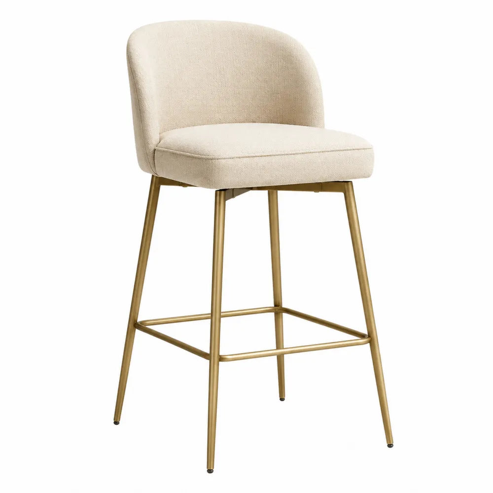 Taburete Alto de Tela Beige con Estructura de Metal