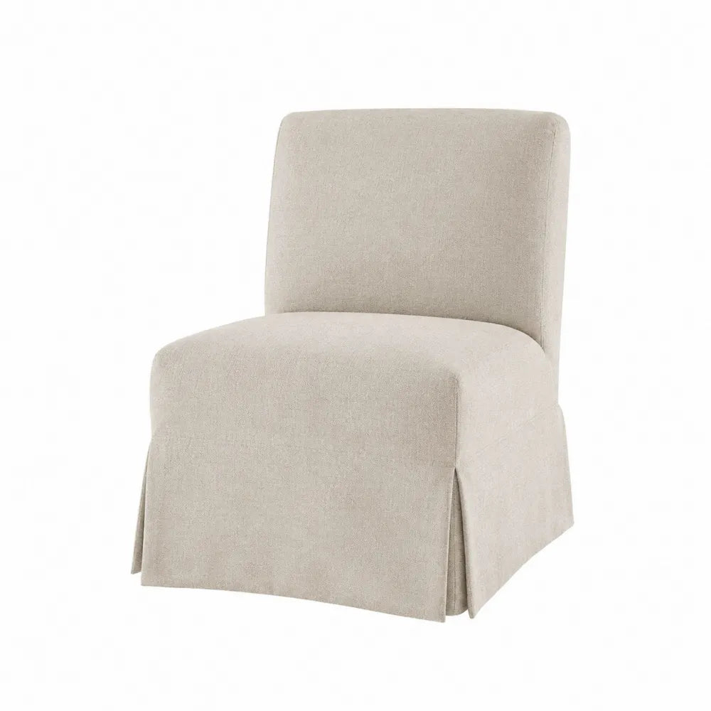 Silla de algodón beige sin brazos con funda extraíble