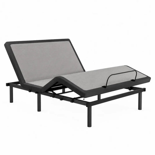 Cama ajustable individual de acero y tela gris 190x90 cm