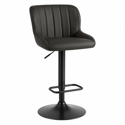 Taburete de bar con asiento de cuero sintético negro y base metálica