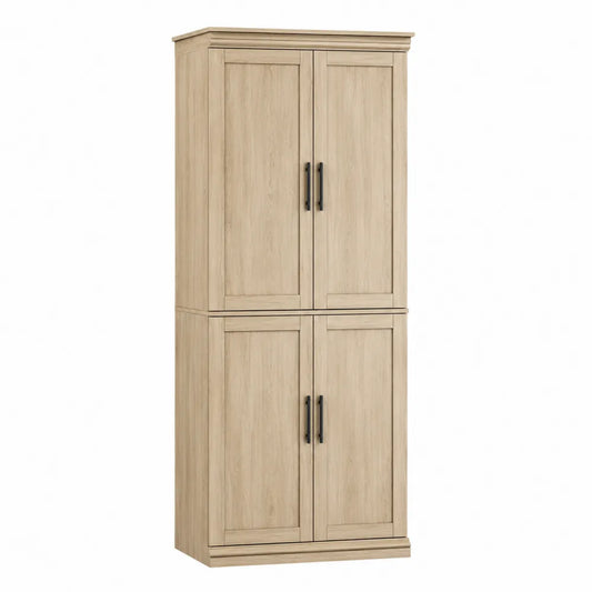 Armario alto de madera con puertas beige 180x70x35 cm