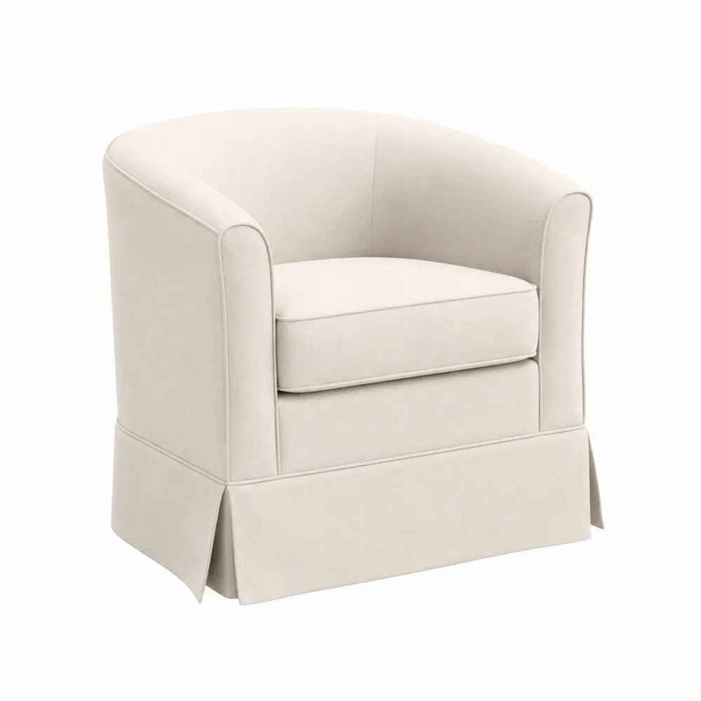 Sillón beige de poliéster con respaldo curvo