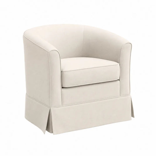 Sillón beige de poliéster con respaldo curvo