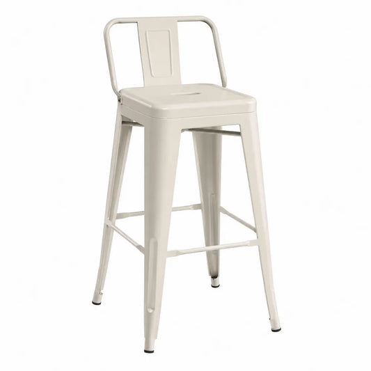 Taburete de metal blanco con respaldo 75 cm