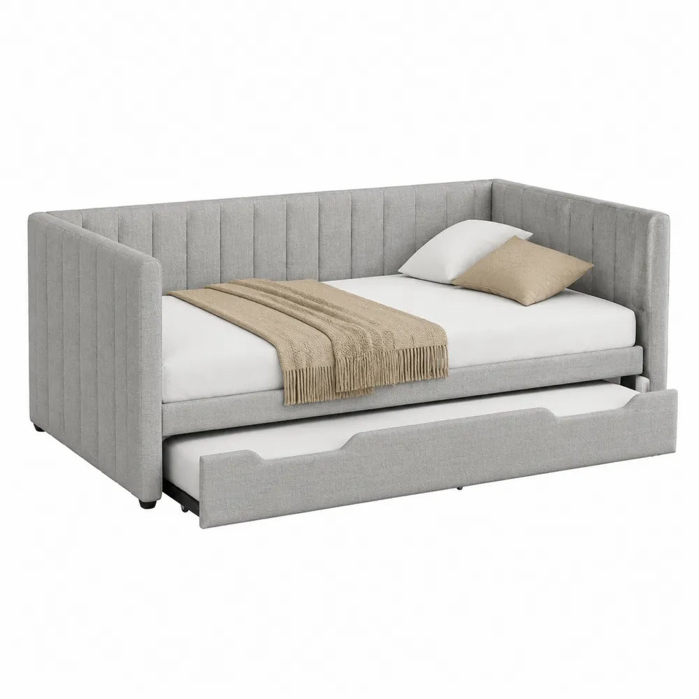 Cama nido de madera gris con tela de poliéster 206 cm